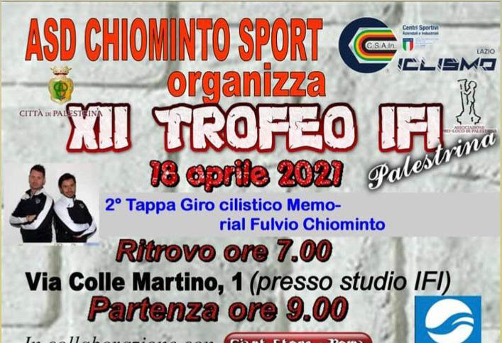 Locandina della nuova coppa Lazio tappa di Palestrina 18 aprile 2021